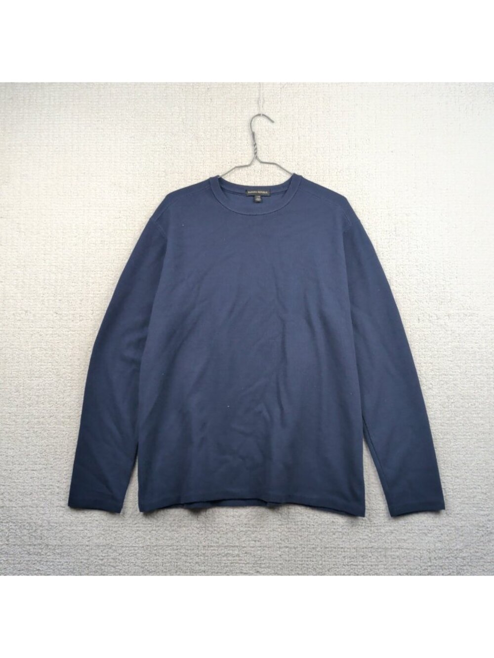Banana Republic Crewneck Waffle Knit Sweater Mens L Dark Blue Preppy Academia